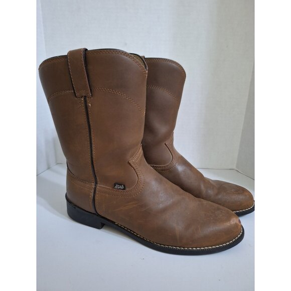 Justin Roper Basics Work Boots JBL3001 Brown Mens Size 10D Cowboy  Round Toe - Picture 1 of 11